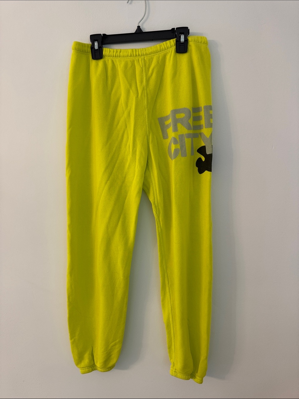 freecity Neon Yellow Logo Joggers Sweatpants size Small